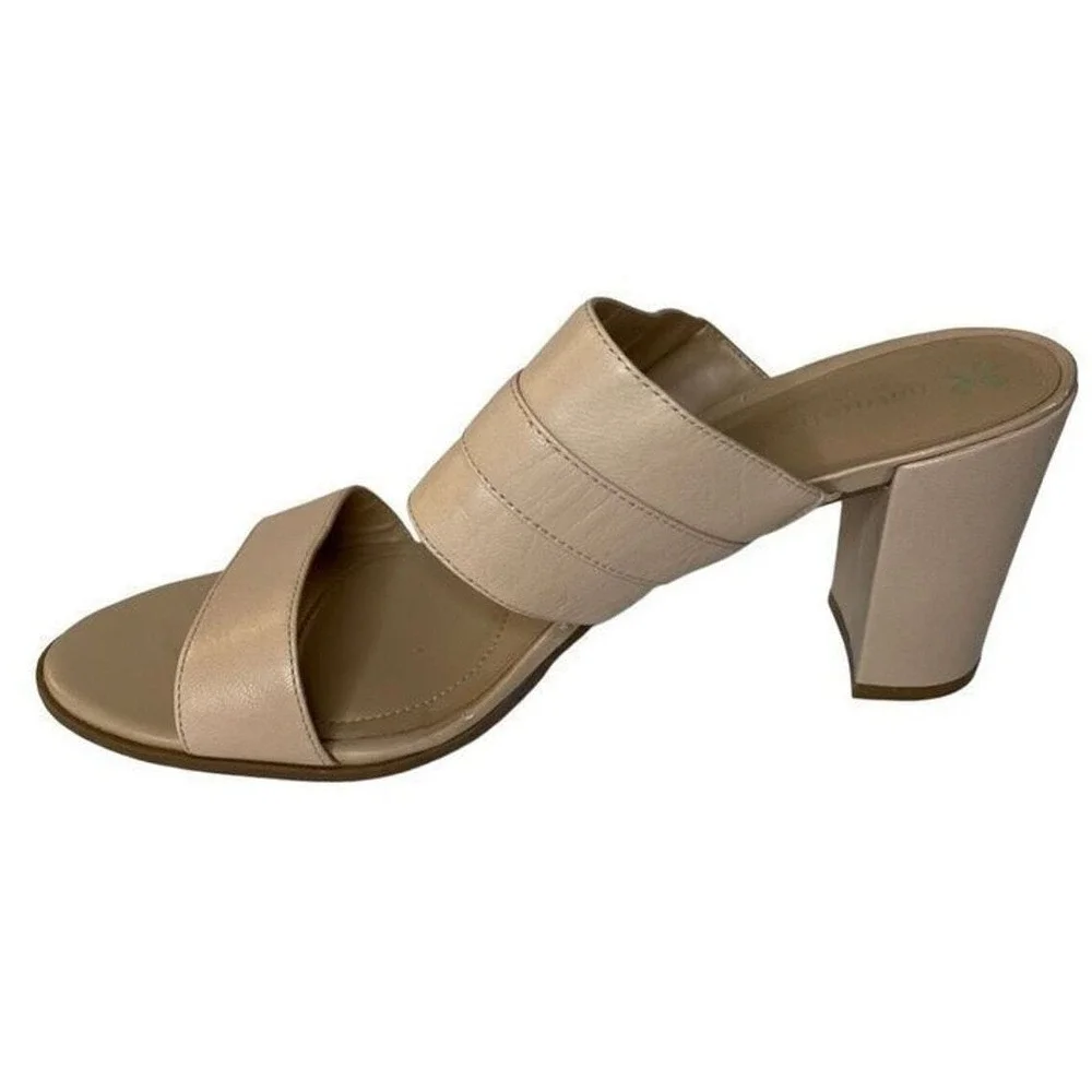 Naturalizer‎ Slide Sandals Womens 8 Beige Good Block Heel Buckle Strap Slip On